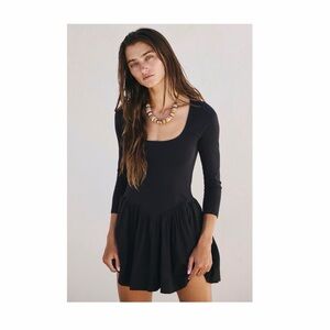 Free People Onda Drop waist long sleeve mini dress